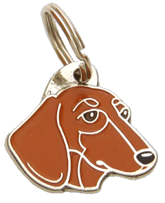 Dachshund vermelho <br> (placa de identificação para cães, Gravado incluído)